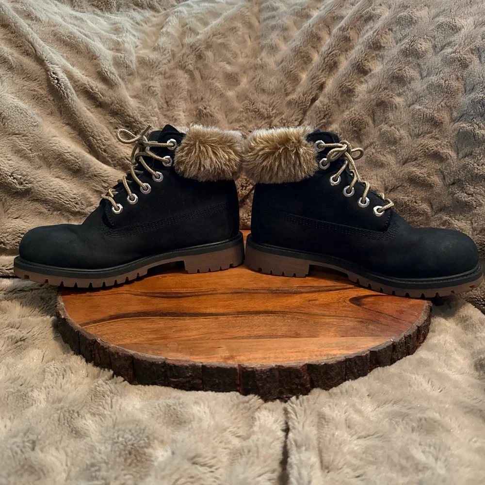 Timberland Black Fur-Lined Kids Boots